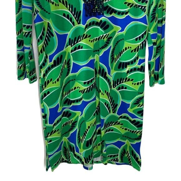 Crown & Ivy XS Tunic Top Green Blue Leaf Print Boho Fall Casual - Picture 4 of 13